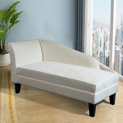 Beige Velvet Wooden Chaise Longue A71869