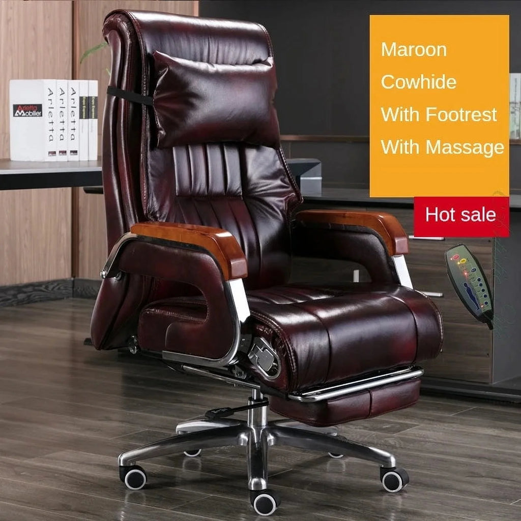 Cowhide Reclining Massage Office Chair P98153