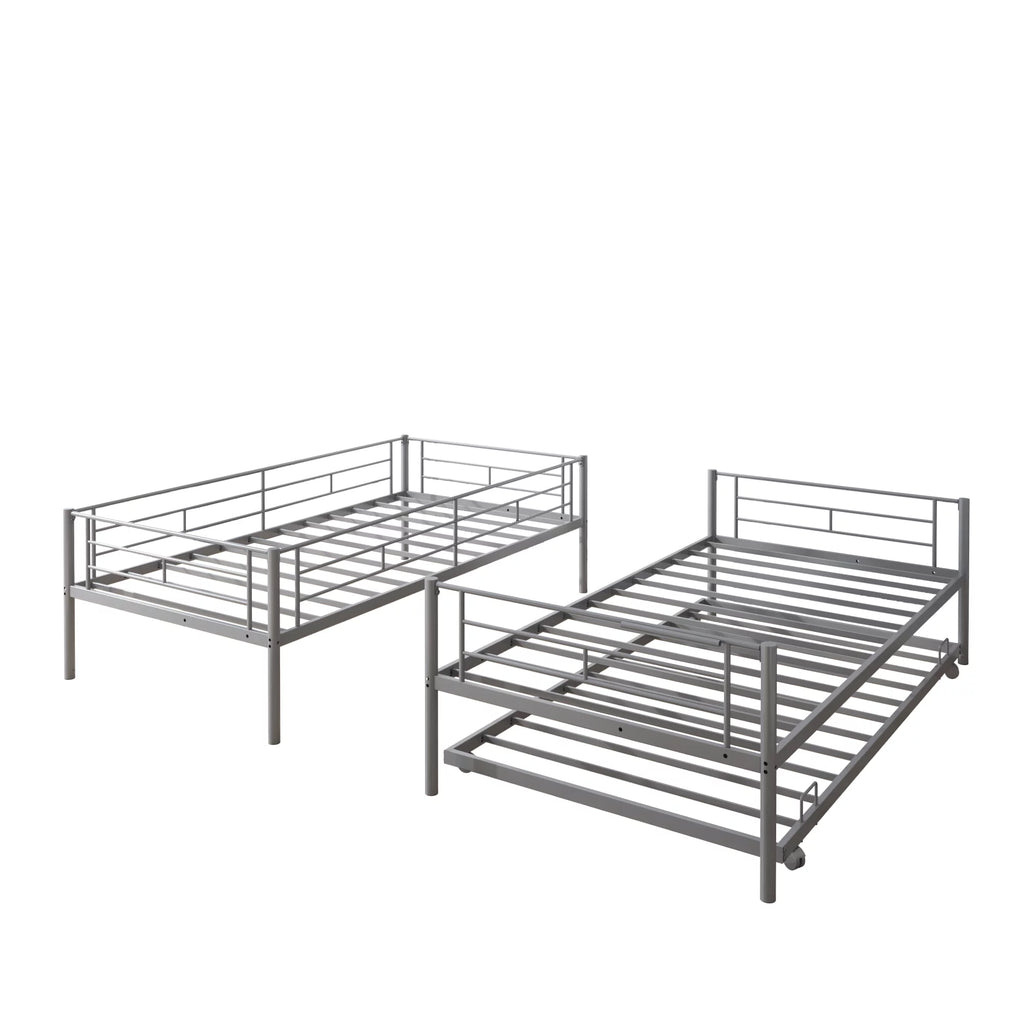 Silver Twin Over Twin Bunk Bed with Trundle E594
