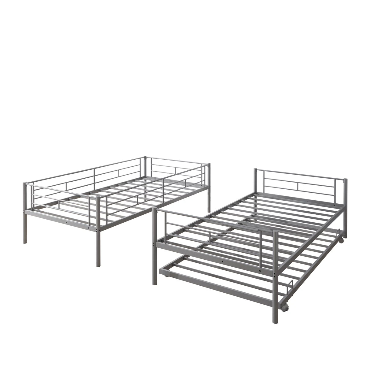 Silver Twin Over Twin Bunk Bed with Trundle E594