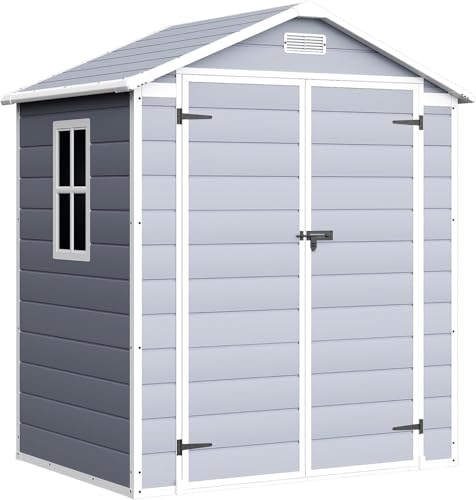 6x4 FT Waterproof Plastic Resin Storage Shed with Lockable Door C7597