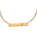 Moissanite Round 925 Sterling Silver Vermeil Yellow Gold Plated Initial Bar Necklace, Size 18", Ct 0.04 T5272
