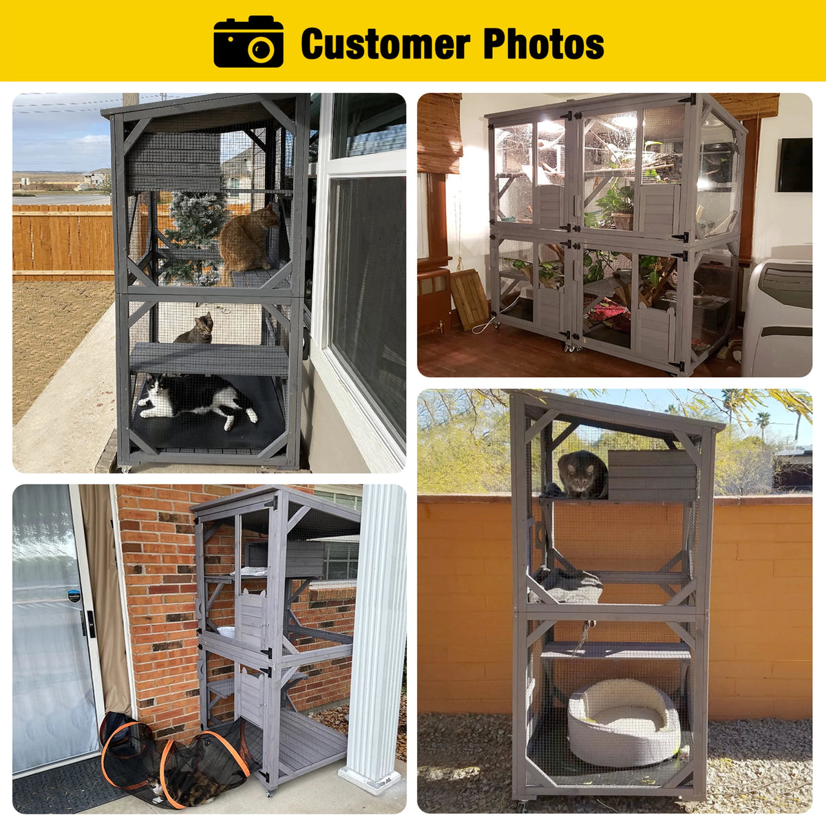 Wooden Catio Cat Enclosure with 3 Platforms R3978