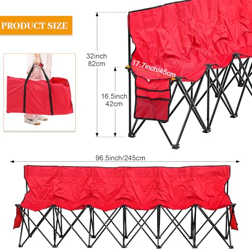 6 Seats Folding Soccer Bench Chair with Storage Bag K769427