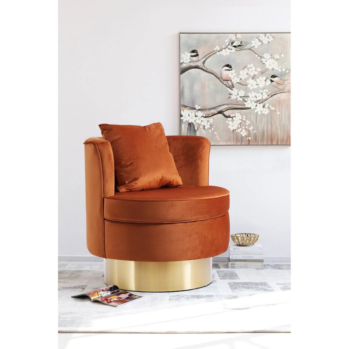 Pink Velvet Swivel Accent Chair S661