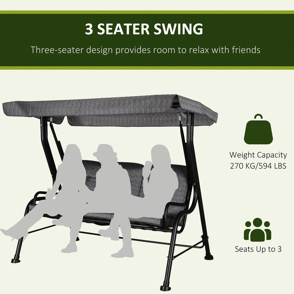 Metal Porch Swing Chair Bench with Adjustable Canopy U8410