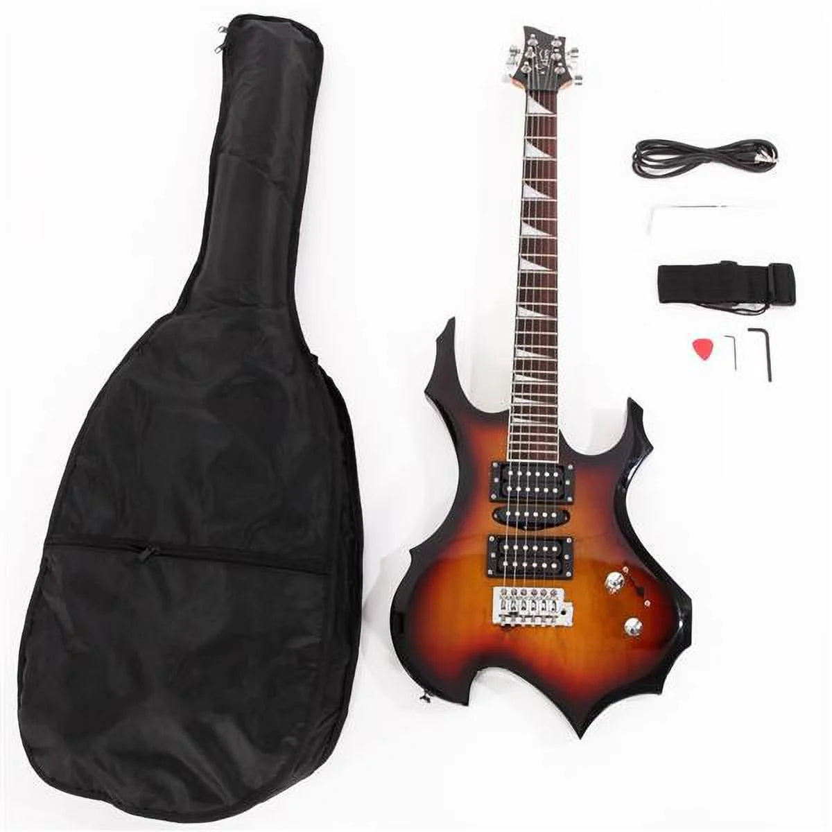 Flame Shaped Electric Guitar with 20W Sound HSH Pickup Sunset Color V805300
