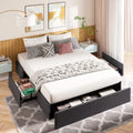 Queen Size Upholstered Platform Bed Frame with 3 Storage Drawers C9176