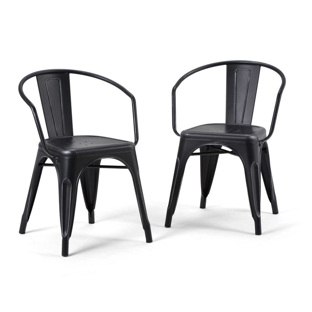 Black Metal Dining Arm Chair Set of 2 Q55129