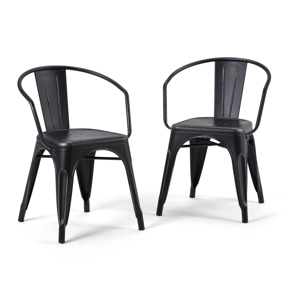 Black Metal Dining Arm Chair Set of 2 Q55129