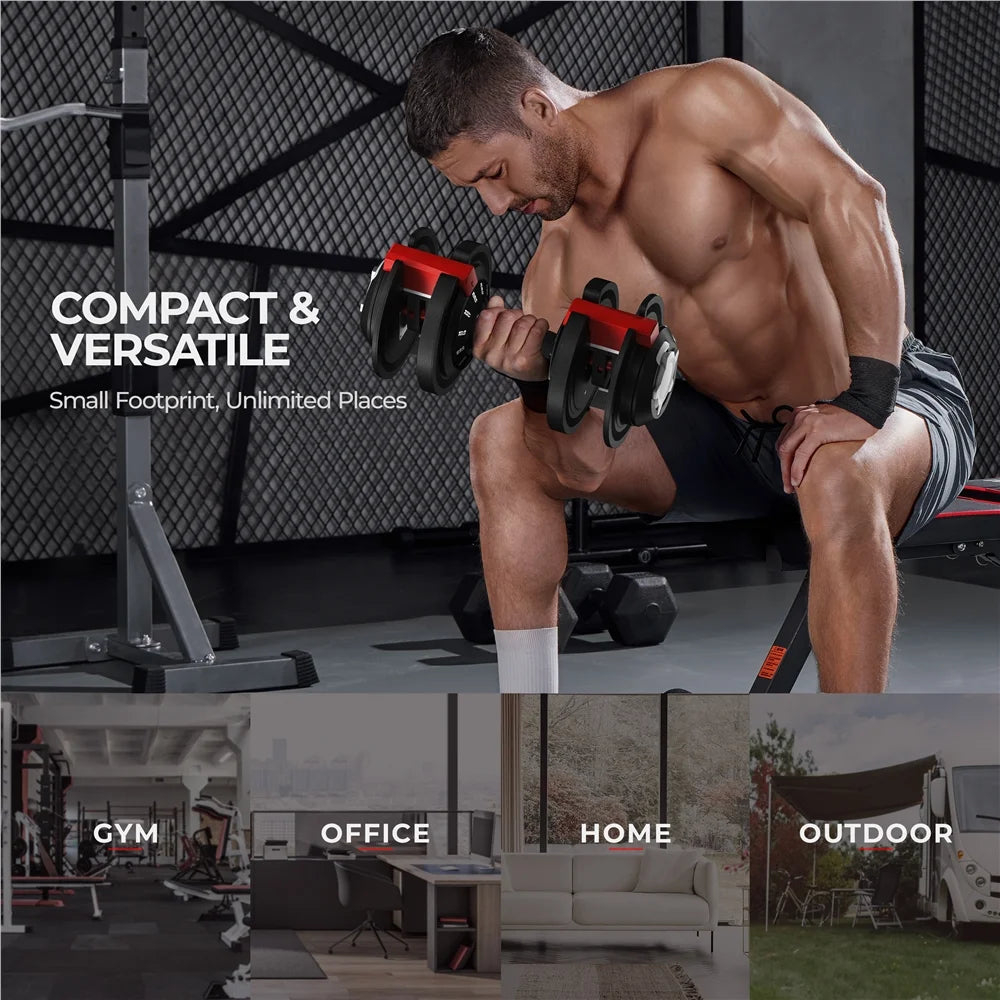 3-In-1 Quick-Adjust Dumbbell Weight Set Black G593550