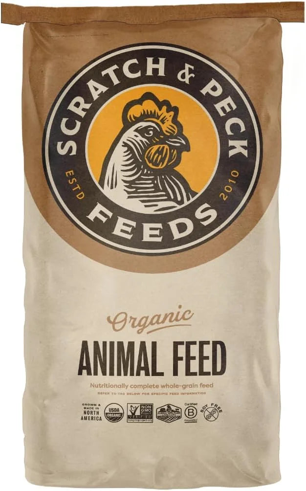 Organic Whole Grain Layer Feed + Corn 18% Protein Chicken and Duck Feed 40lb V899