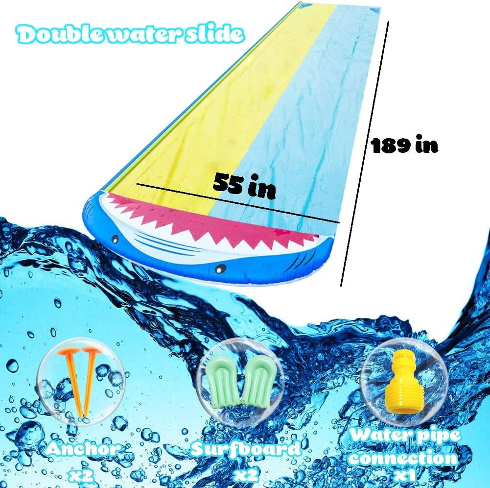 16ft Double Racing Lane Lawn Water Slide with Sprinkler T942