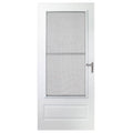 White Universal Triple-Track Aluminum Storm Door with Nickel Hardware N473