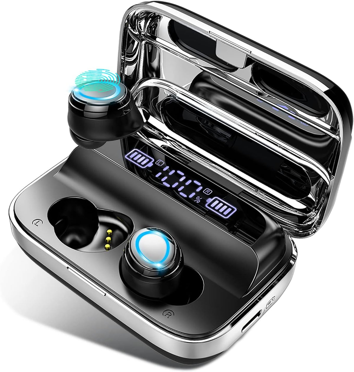 Wireless Earbuds with 140H Playtime, IP7 Waterproof, USB-C Charging Case, Pack of 2 R19325