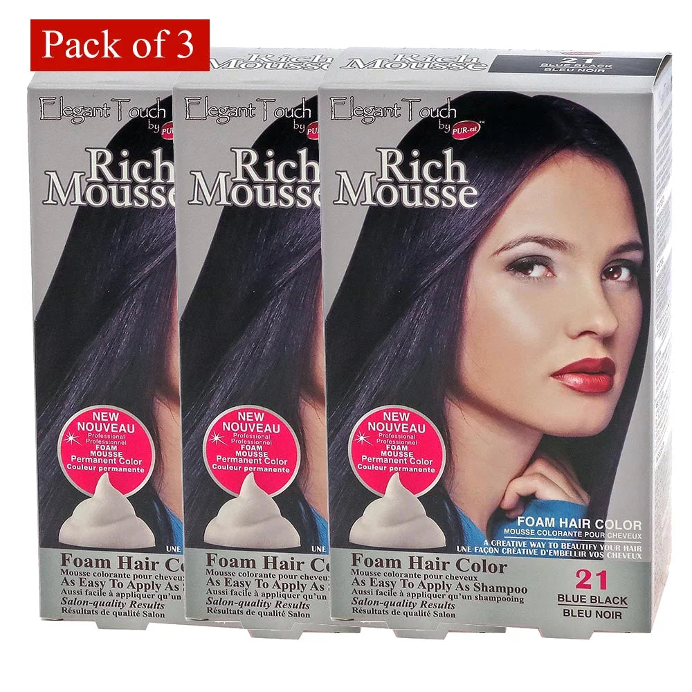 Foam Hair Color Rich Mousse Blue Black #21 Pack of 3 B8787