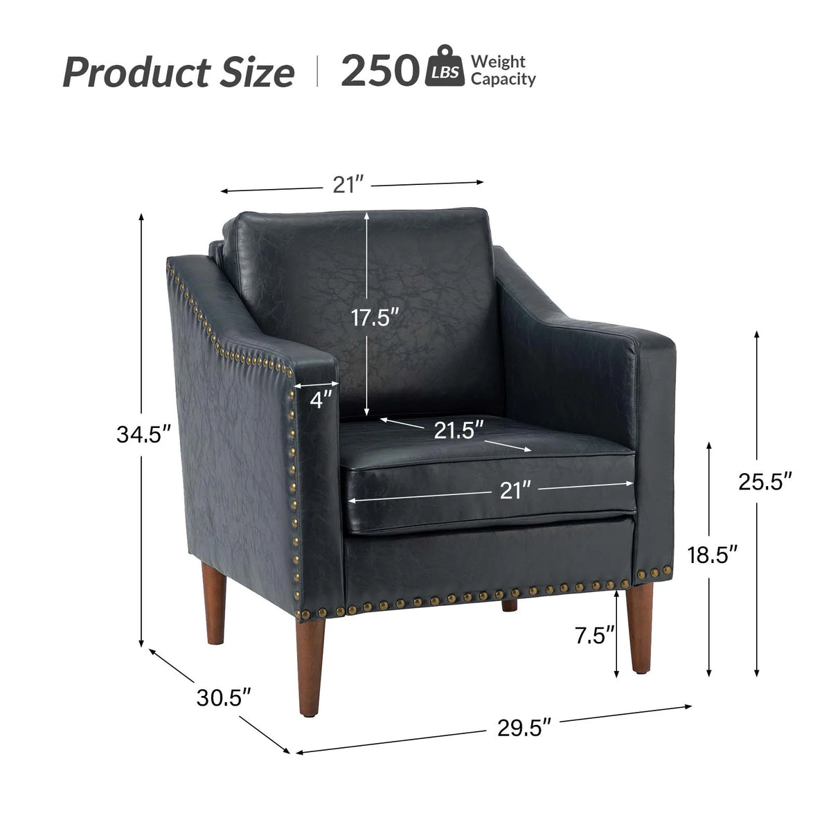 Navy Faux Leather Upholstered Accent Chair Set of 2 O76514