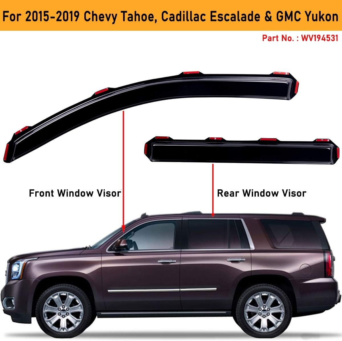 4 PCS Dark Smoke In-Channel Side Window Deflector Rain Guard T876928