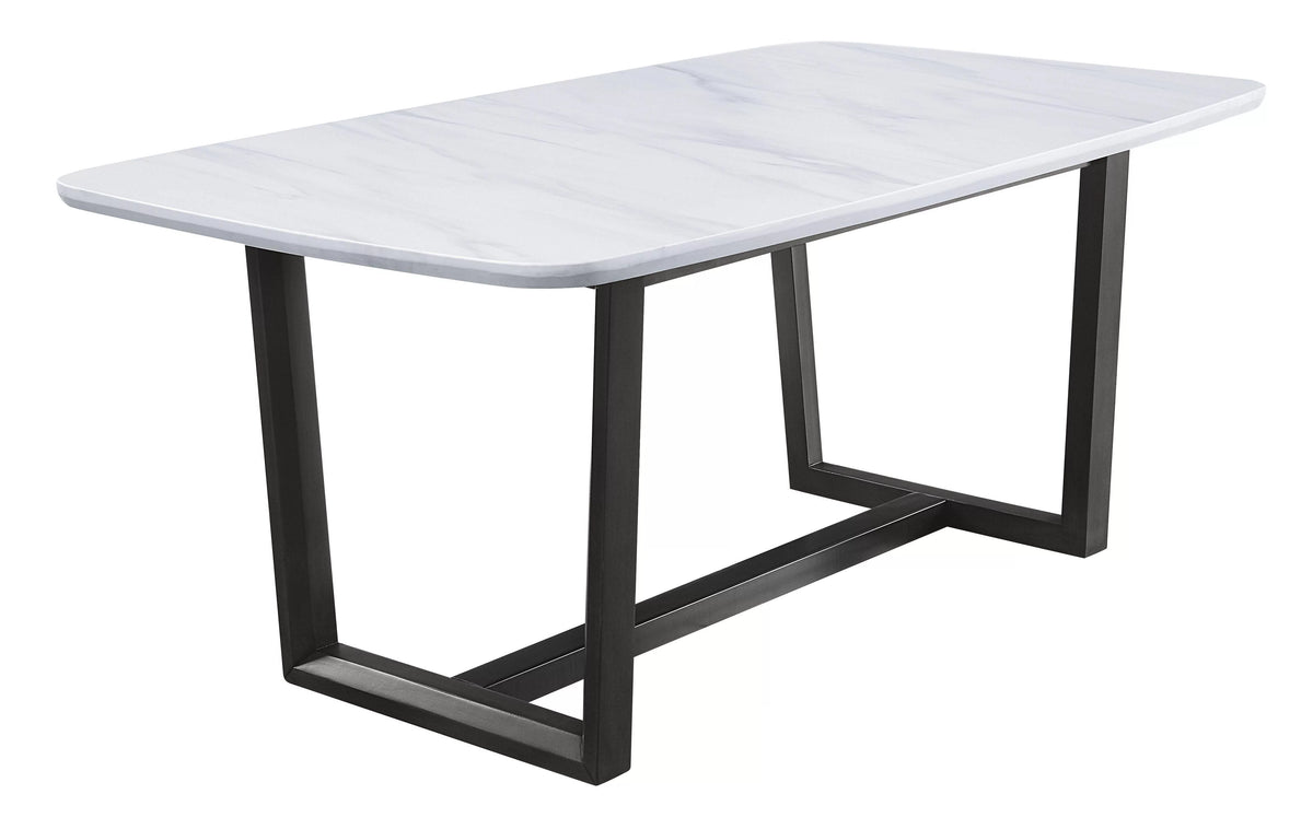Marble Top Weathered Gray 7pcs Dining Table Set M451711
