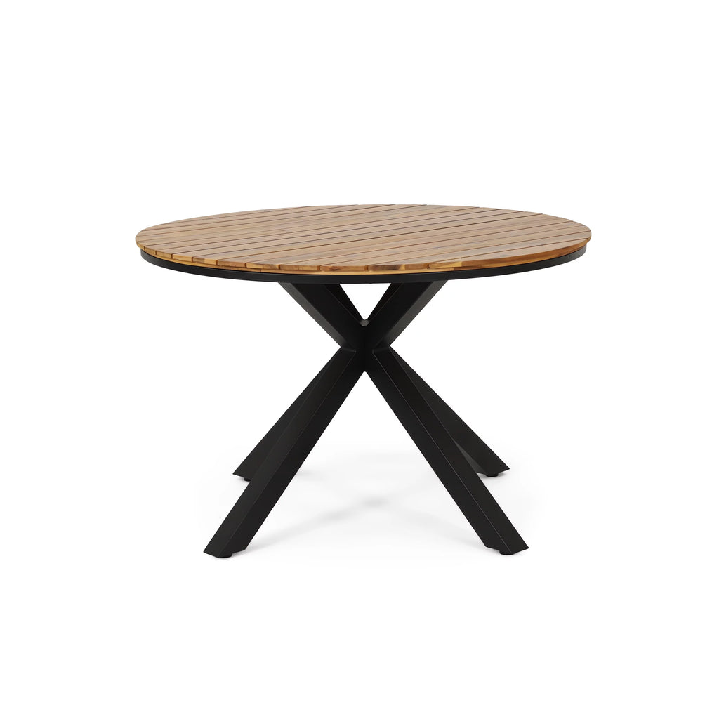 Black and Teak 5 Piece Mesh and Acacia Wood Dining Set N35733
