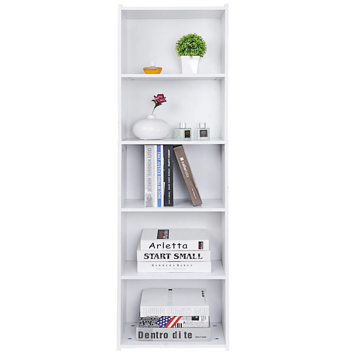 5-Tier Narrow Bookshelf with Adjustable Shelves S368
