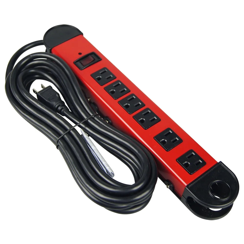 6-Outlet 15ft Cord Metal Surge with 500-Joule Protection X2956