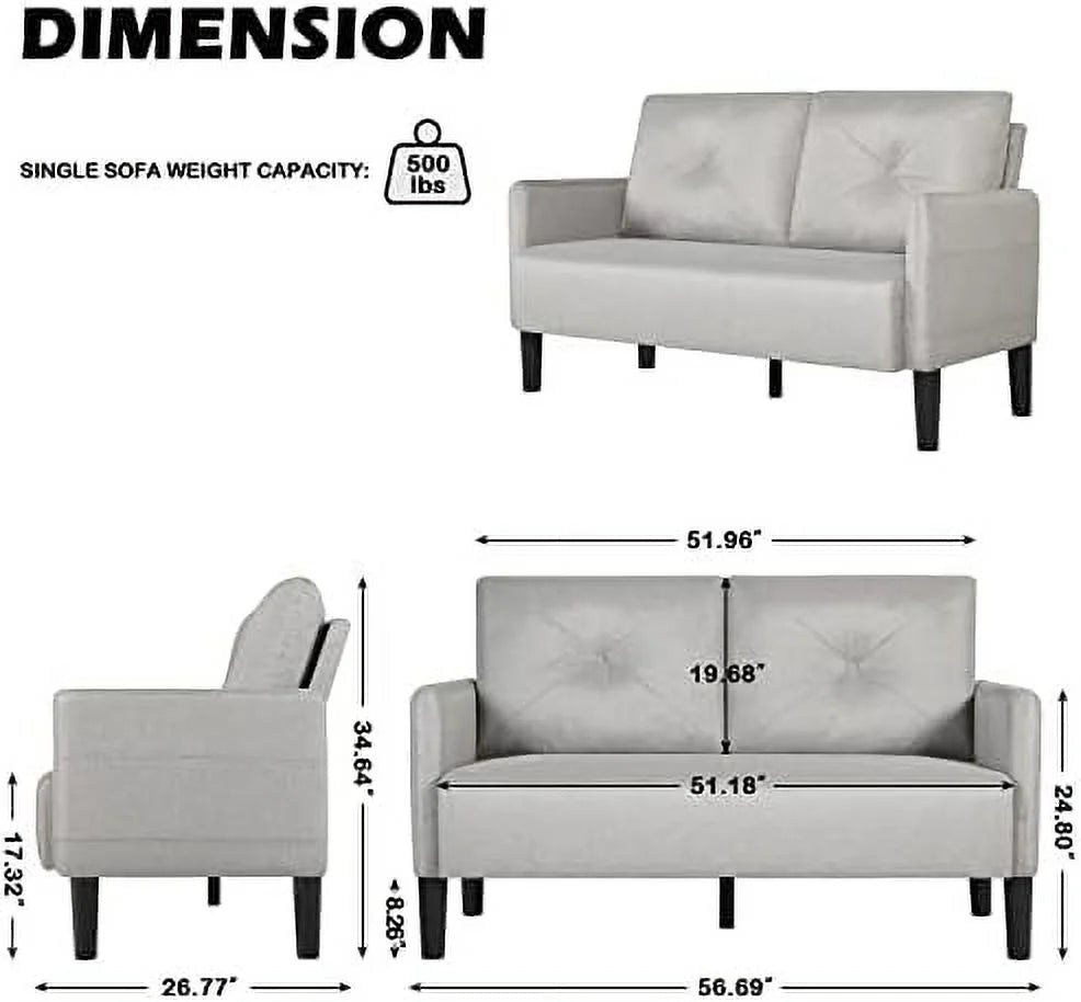 Modern Fabric Loveseat Sofa with 2 USB Charging Ports F518591