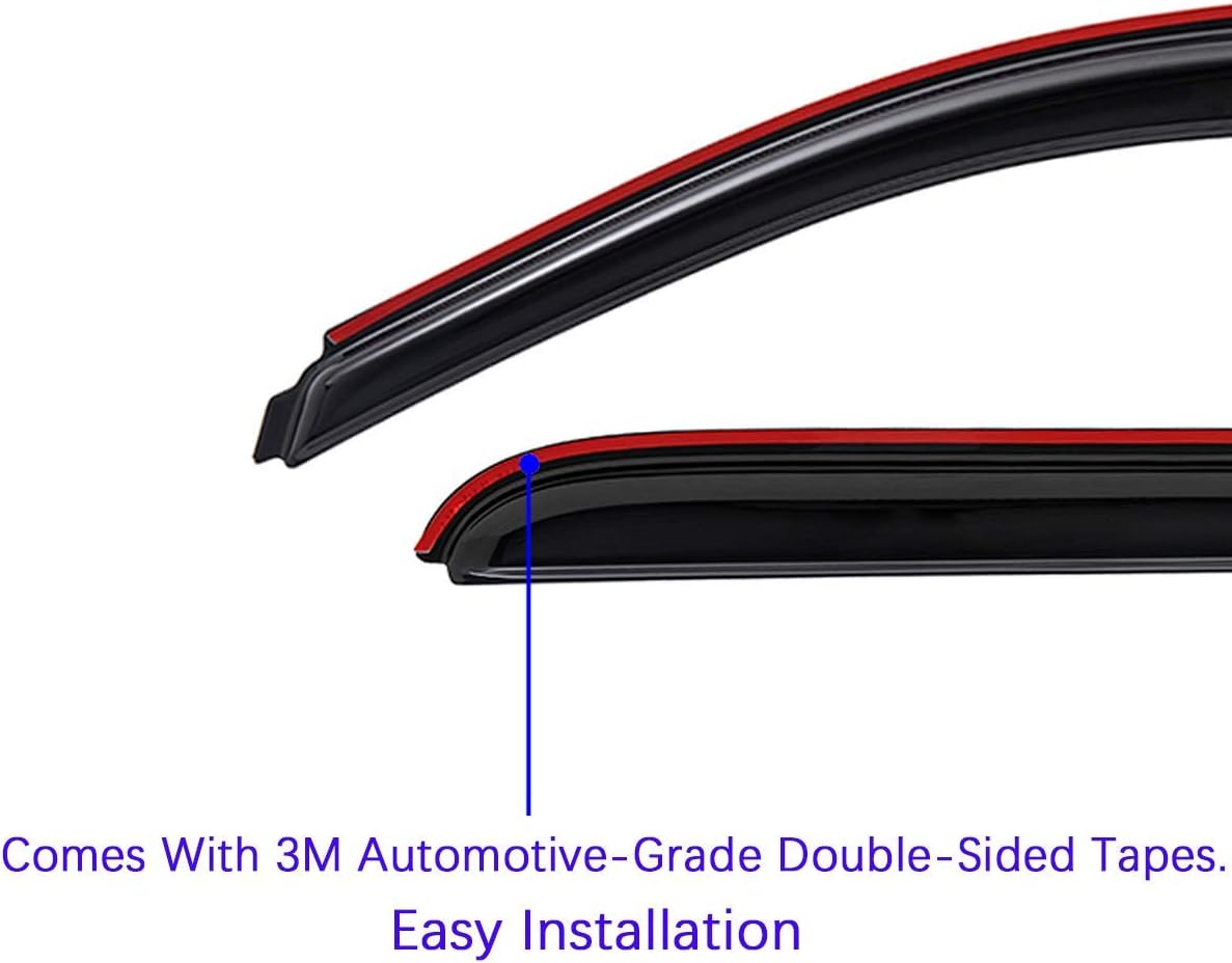 4 PCS Dark Smoke In-Channel Side Window Deflector Rain Guard T876928