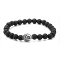 Men's Stainless Steel Black Lava Bead Buddha Bracelet O29384