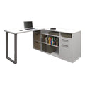 White Wood L-Shaped Computer Desk with Storage E4896