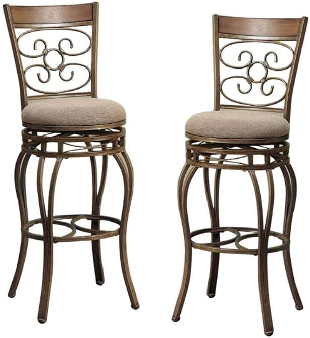Tan Swivel Bar Stool Set of 2 D9470