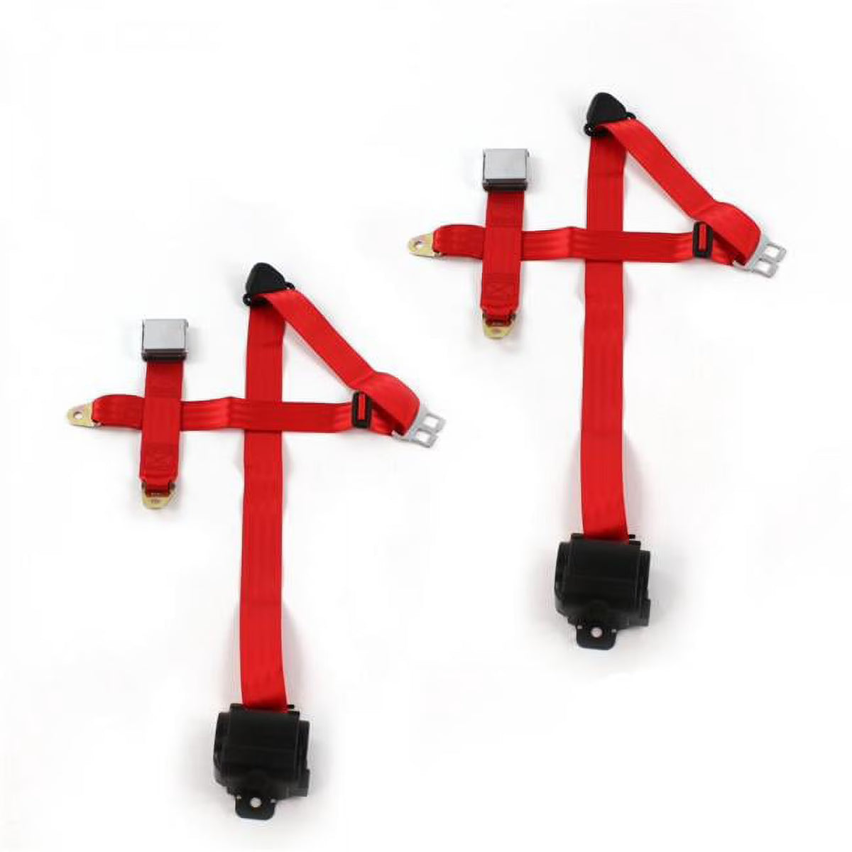 Red Retractable Bucket Seat Belt Kit - 2 Belts S556