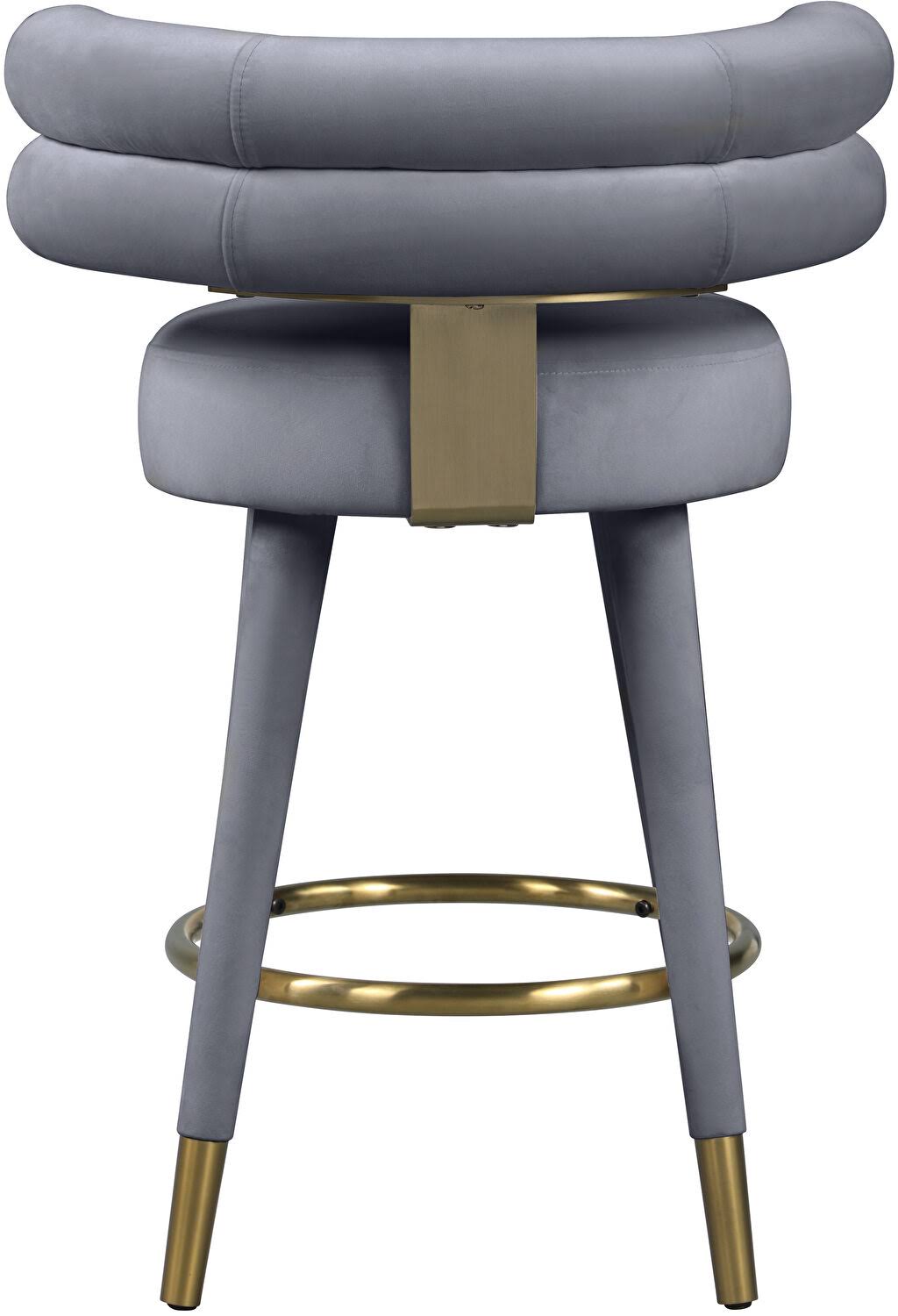 Gray Velvet Counter Stool (Set of 2) I39293