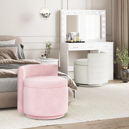 Velvet Upholstered Swivel Accent Chair with Storage H652