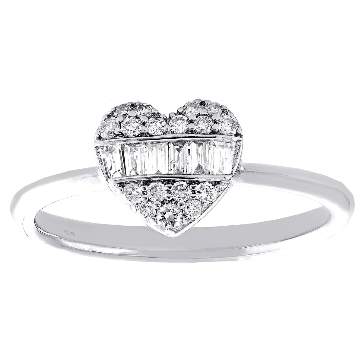 10K White Gold Diamond Domed Heart Ring Y1244