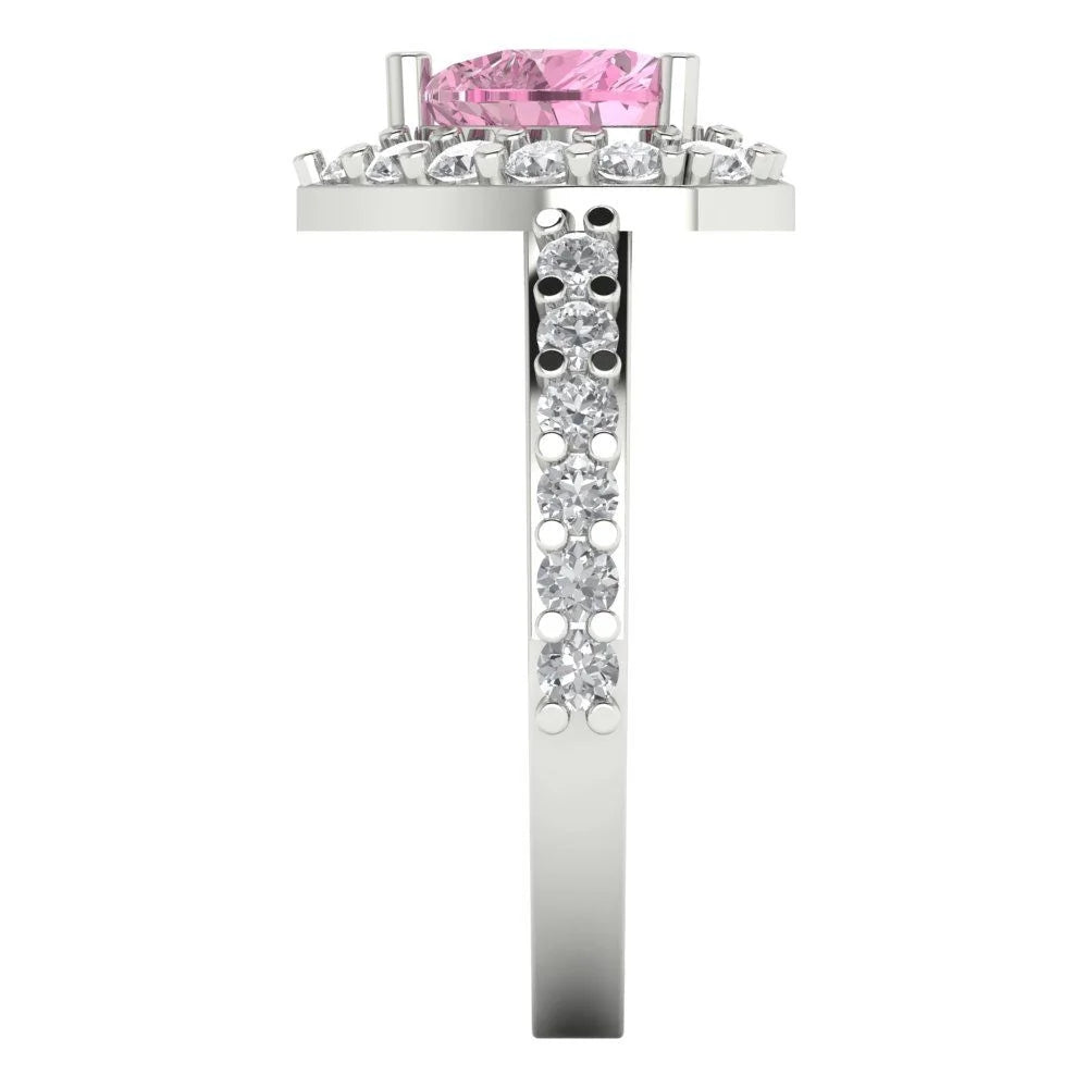 14k White Gold Halo Ring with Accents I84228