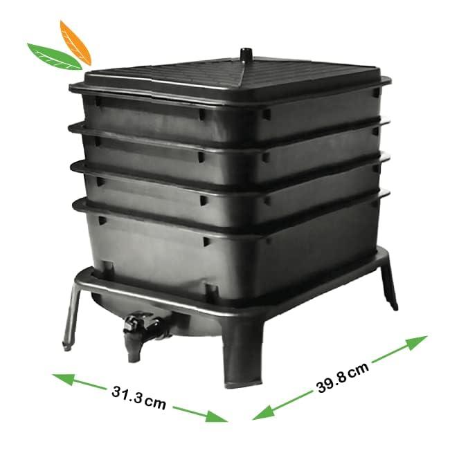 Worm Composting Bin, 4 Trays, Black M9068