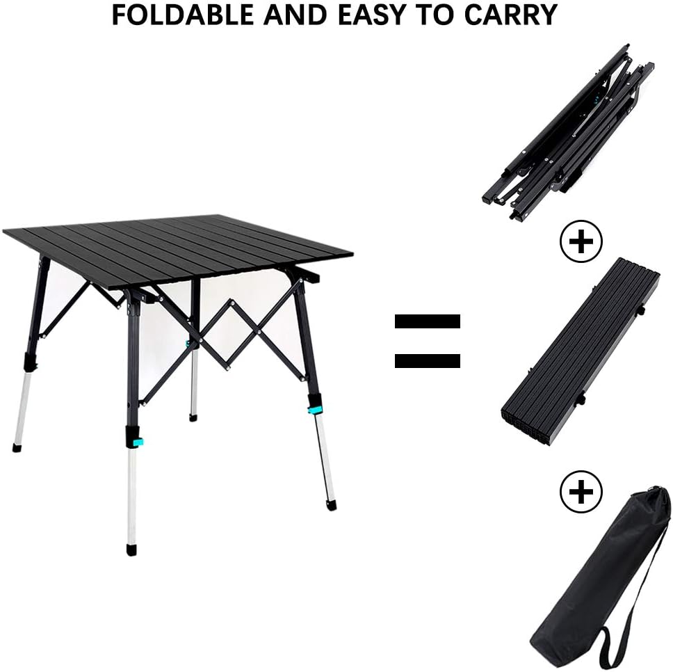 Portable Aluminum Folding Camping Table with Carry Bag (Black) T4421