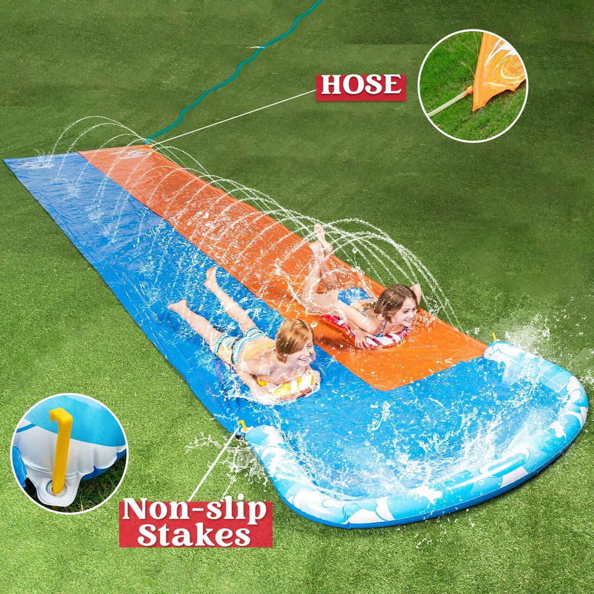 22.5ft Water Slide and 2 Bodyboards with Sprinkler O852623