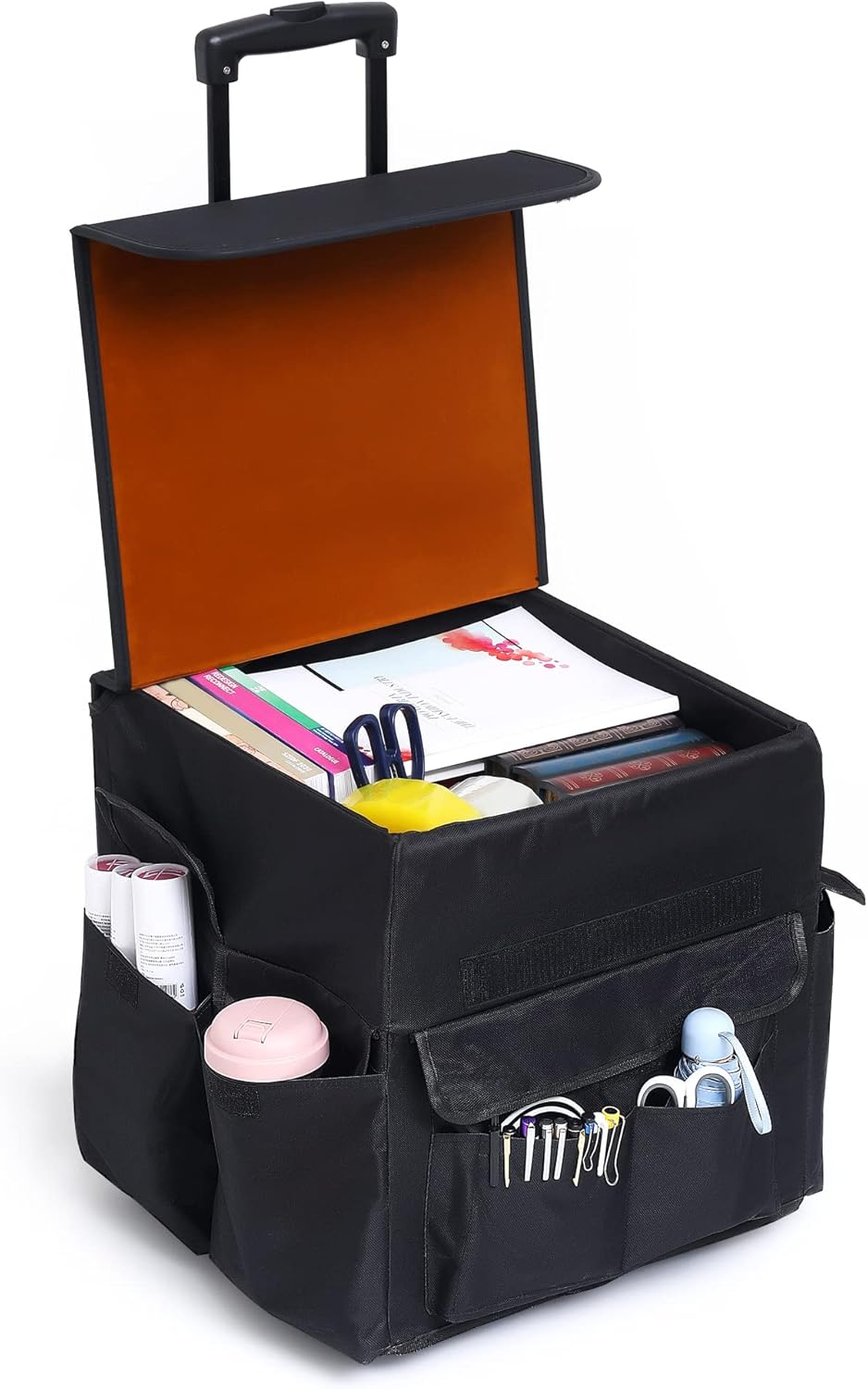 Collapsible Rolling Cart with Telescoping Handle and Organizer Bag M69300