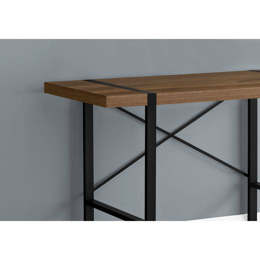 Walnut Black Metal Computer Desk T9428