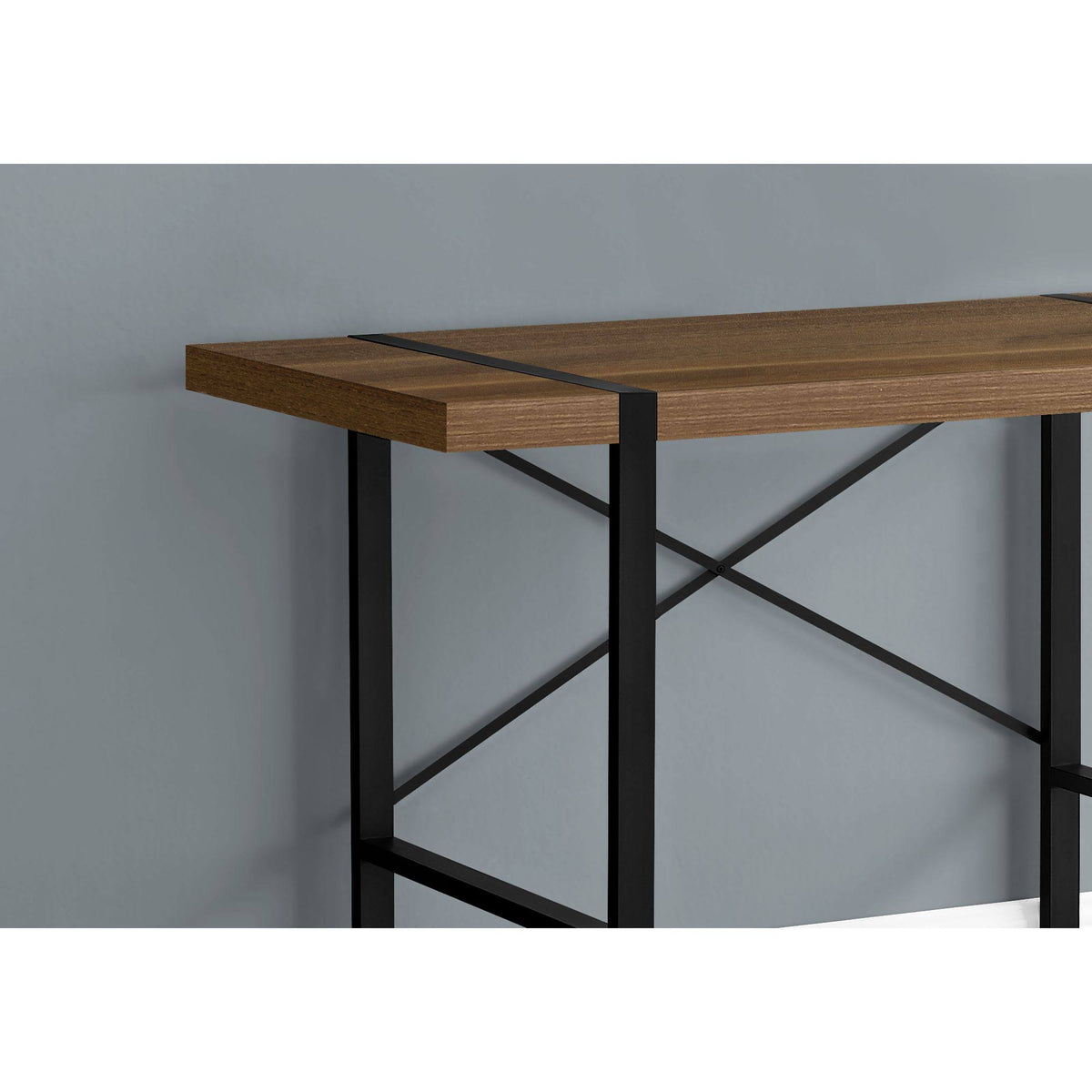 Walnut Black Metal Computer Desk T9428