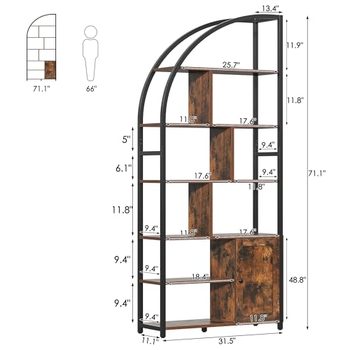 71.1" Tall 6-Tier Bookshelf with Storage Cabinet O59355