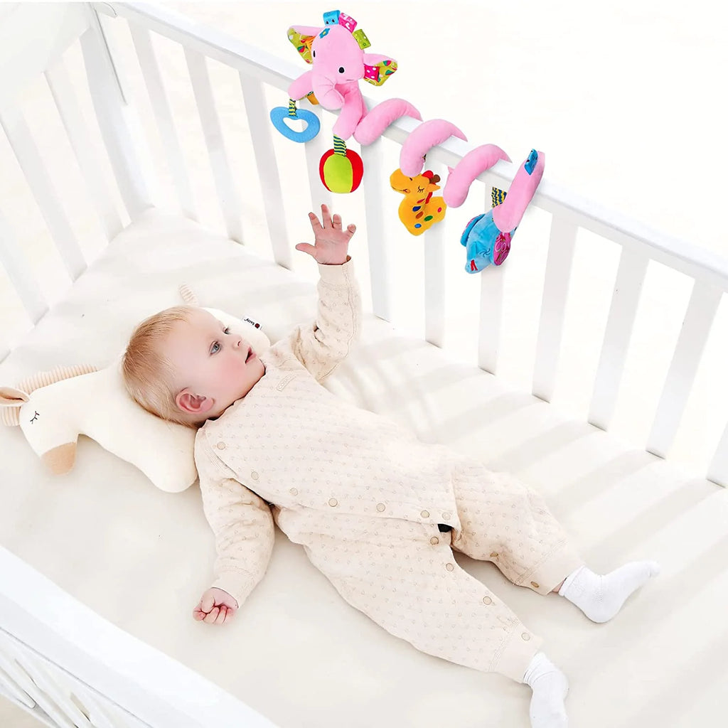 Pink Elephant Hanging Plush Rattles Crib Toy G655592