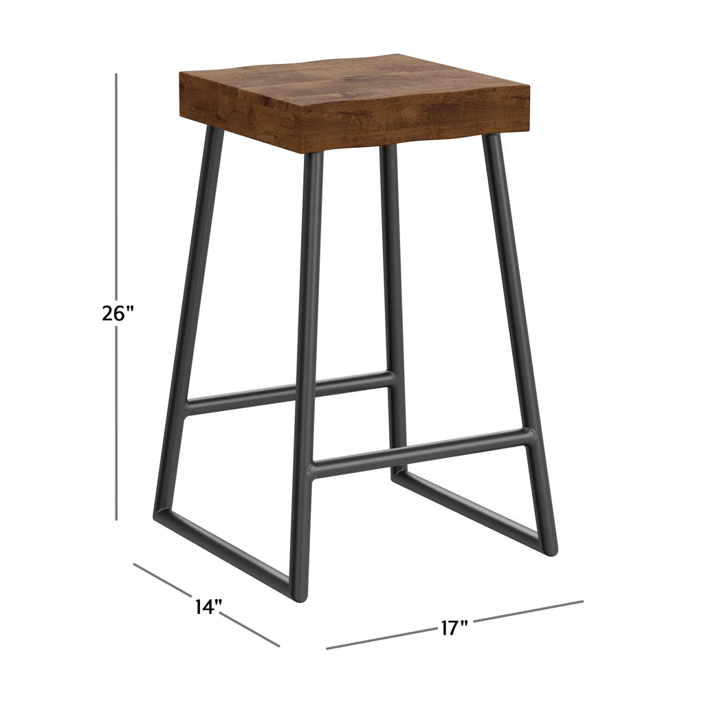 Natural Sheesham Wood Backless Counter Height Stool W367