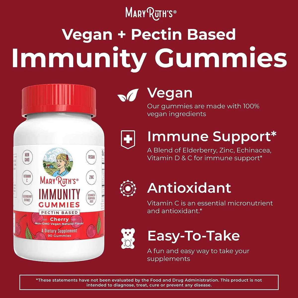 Organic Elderberry Gummies with Echinacea, Vitamin C and D, 90 Gummies Q91805
