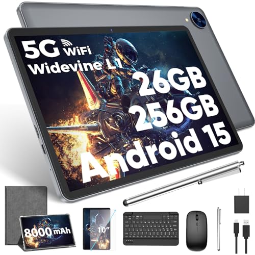 Android 15 Tablet with Keyboard, 26GB RAM, 256GB ROM, 10.1 inch Octa-Core, 8000mAh Battery, Green R6738