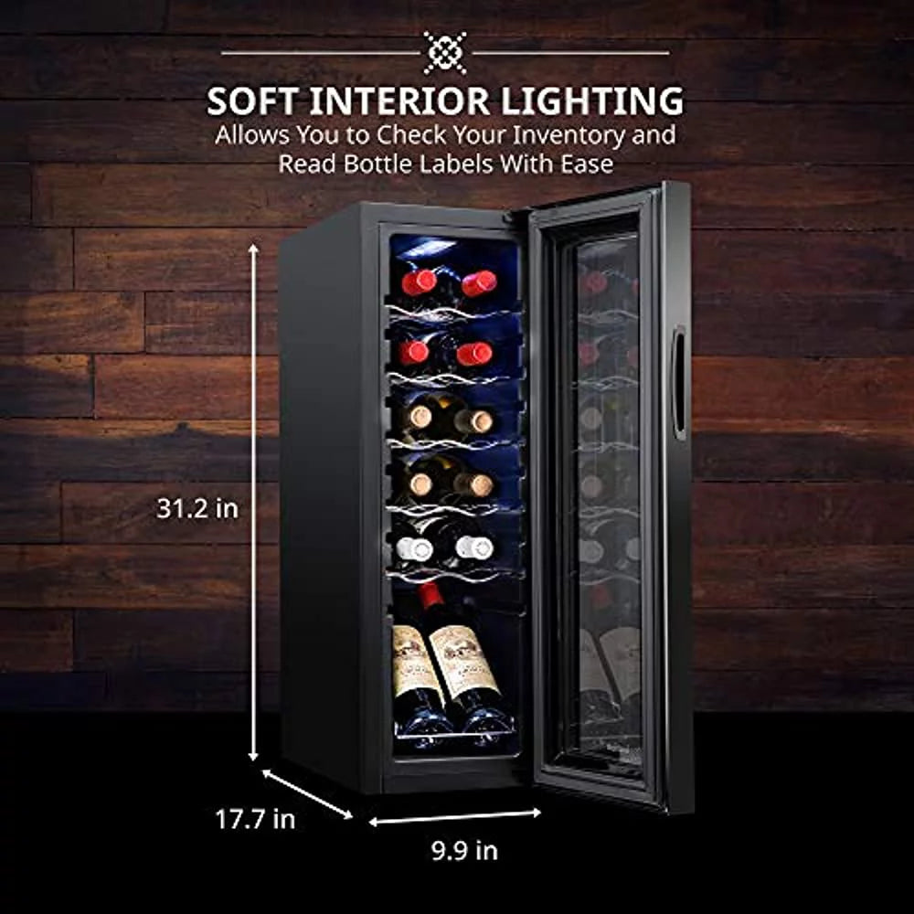 12 Bottle Compressor Wine Cooler Refrigerator with Lock, Black F380