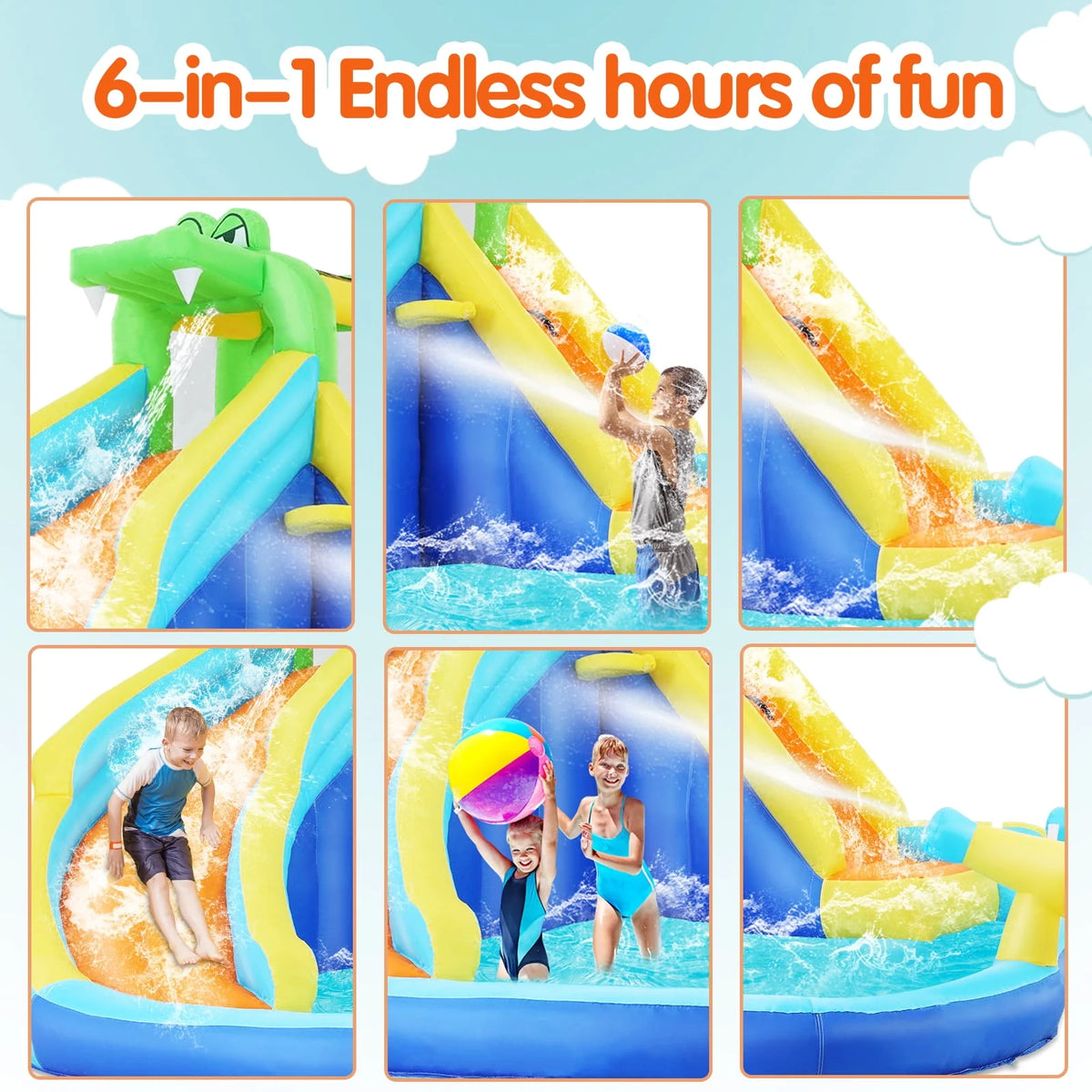 Inflatable Bounce House with Water Slide and Air Blower C286