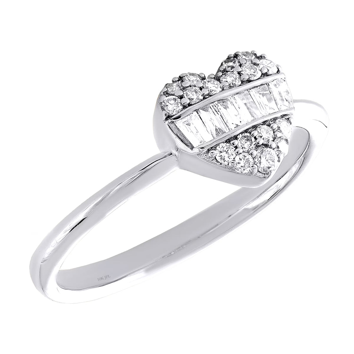 10K White Gold Diamond Domed Heart Ring Y1244